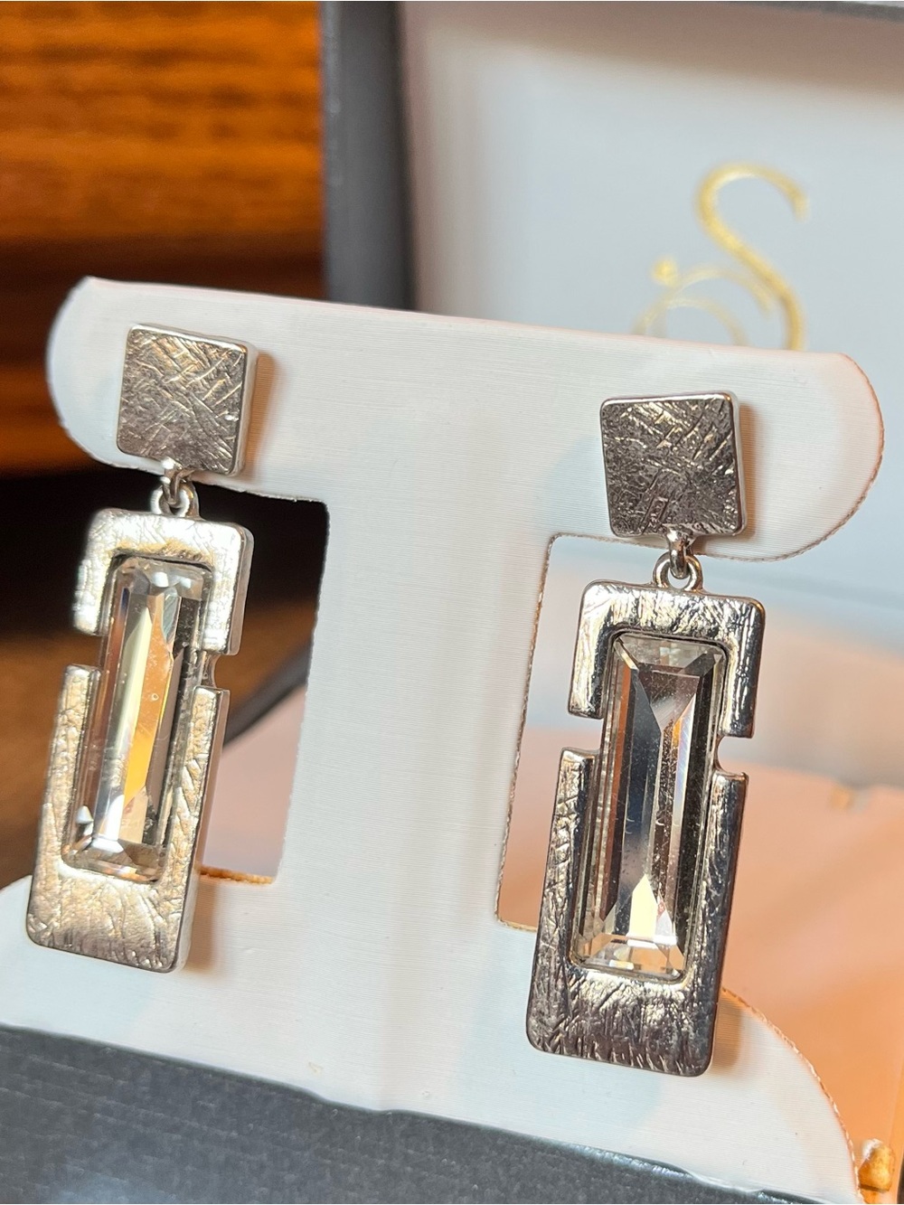 Chic Silver Rectangular Earrings